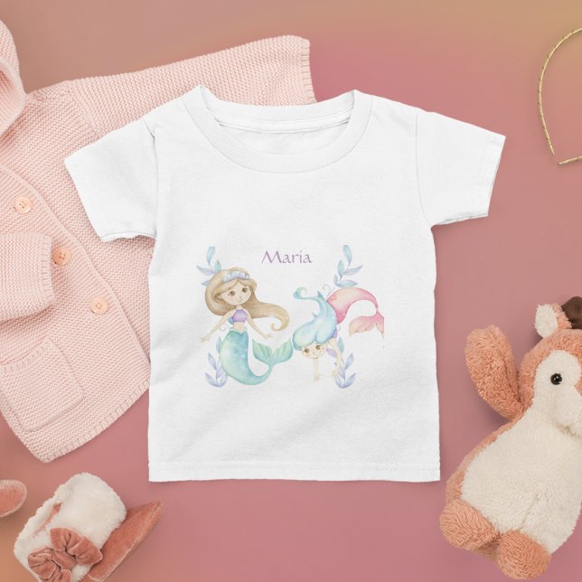 T-shirt Pour Bébé Mignonnes sirènes avec votre nom (Créateur téléchargé)