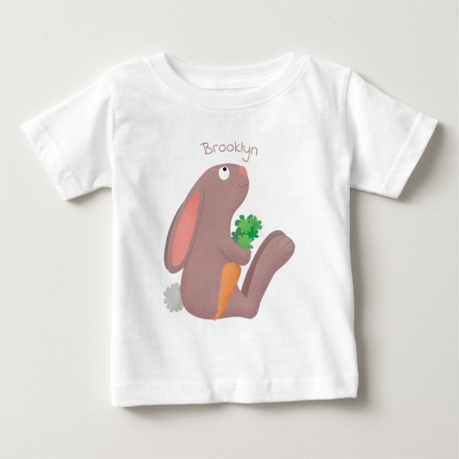 T-shirt Pour Bébé Mignons lapin lapin lapin assis avec dessin de car (Devant)