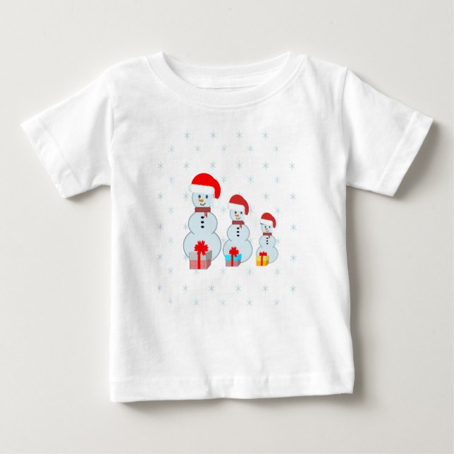 T-shirt Pour Bébé Mignons neigeurs de Noël (Devant)