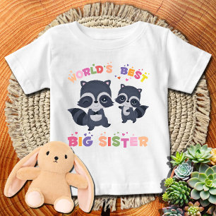 T-shirt Pour Bébé Mignons ratons laveurs 🦝 Meilleure grande sœur du