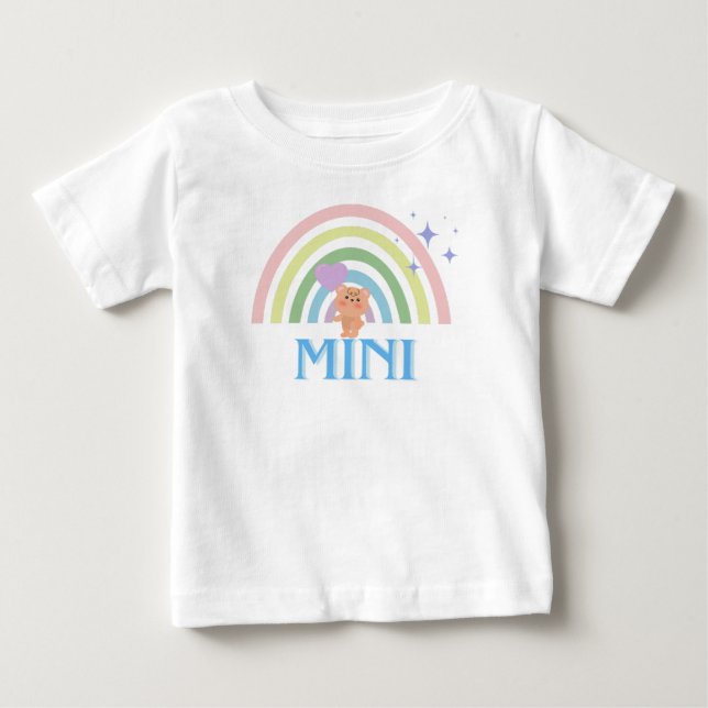 T-shirt Pour Bébé MINI - Pastel Rainbow Teddy Tee pour bébés (Devant)