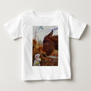 T-shirt Pour Bébé Miniature cheval Brown et lapin de Pâques