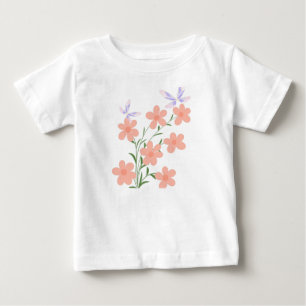 T-shirt Pour Bébé Minimaliste Fleur de Pêche en Vaporisation Vectori
