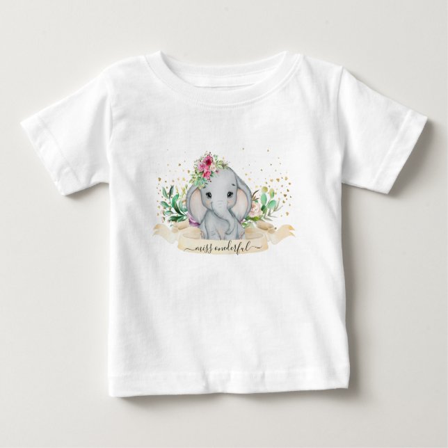 T-shirt Pour Bébé Miss Onederful Baby Elephant Illustration -  (Devant)