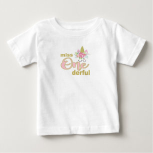 T-shirt Pour Bébé Miss onederful Unicorn 1er anniversaire