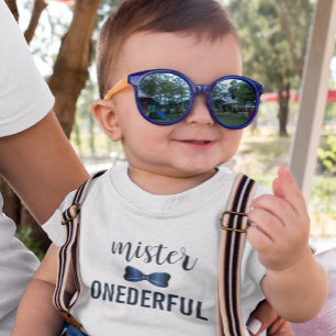T-shirt Pour Bébé Mister Onederful nœud papillon 1er anniversaire