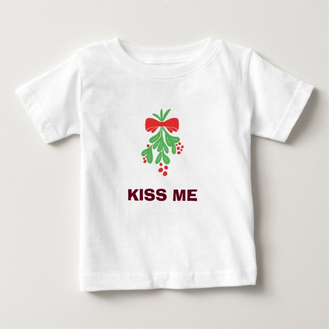 T-SHIRT POUR BÉBÉ MISTLETOE/KISS ME T-SHIRT DE BÉBÉ (Devant)