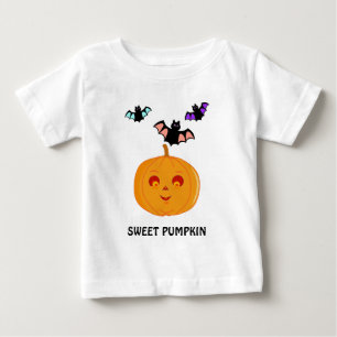T-shirt Pour Bébé Mode Chauves-souris et citrouille d'Halloween