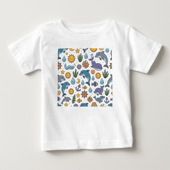T-shirt Pour Bébé modèle de dauphins (Devant)