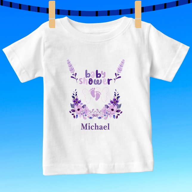 T-shirt Pour Bébé Modèle floral de Baby shower mou personnalisé (Créateur téléchargé)