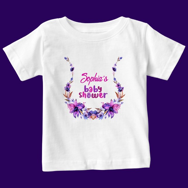 T-shirt Pour Bébé Modèle floral de Baby shower mou personnalisé (Créateur téléchargé)