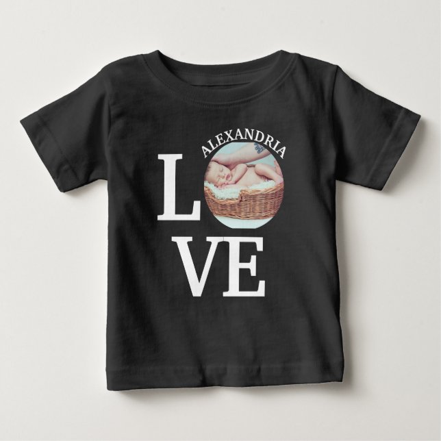 T-shirt Pour Bébé Modèle photo d'amour personnalisé moderne (Devant)