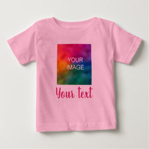 T-shirt Pour Bébé Modèle rose d'image et de script personnalisable