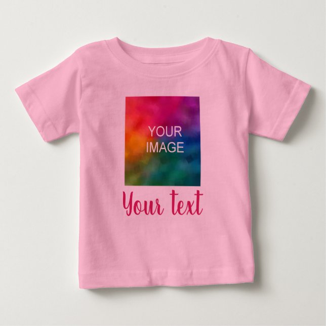 T-shirt Pour Bébé Modèle rose d'image et de script personnalisable (Devant)
