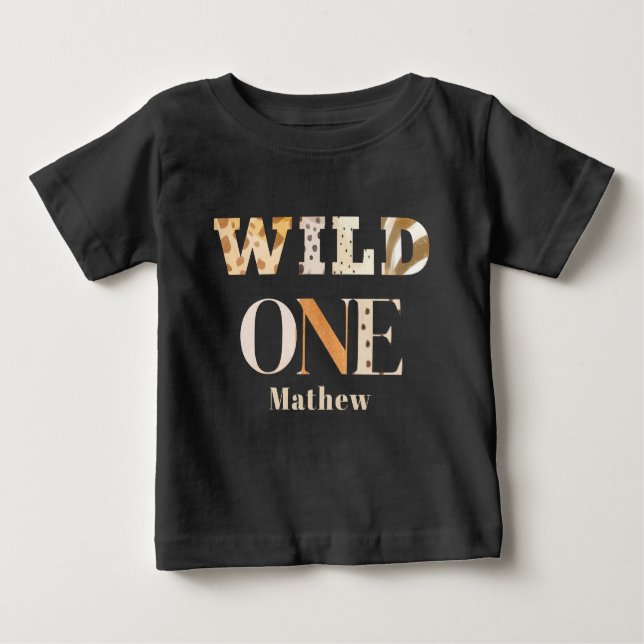 T-shirt Pour Bébé Modern Animal Print One Wild Safari First Birthday (Devant)