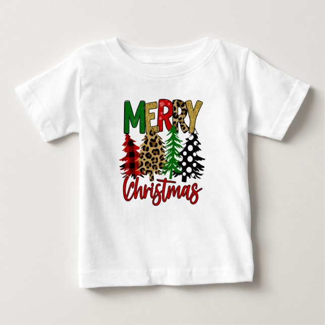 T-shirt Pour Bébé Modern Christmas Tree Aesthetic (Devant)
