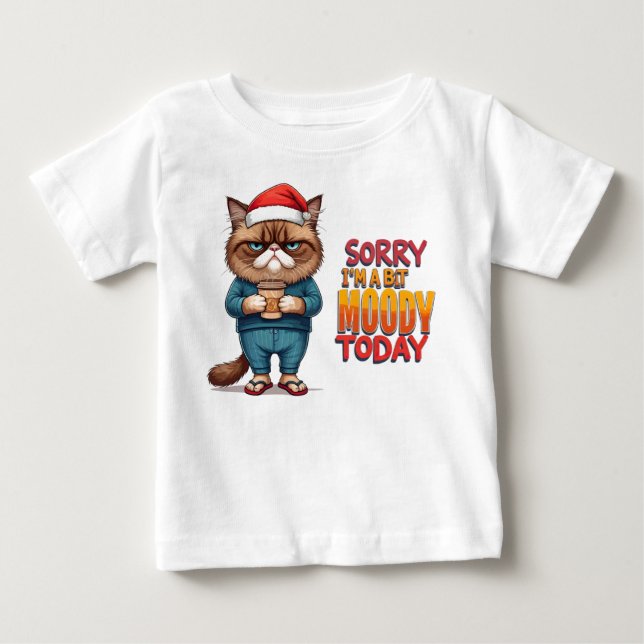 T-shirt Pour Bébé Moeur de Noël de chat grincheux (Devant)