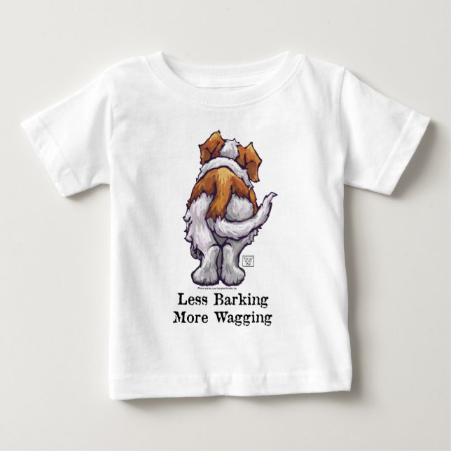 T-shirt Pour Bébé Moins d'aboiements, plus de queue qui remue (Devant)