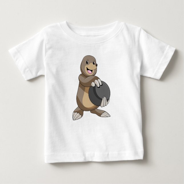 T-shirt Pour Bébé Mole à Bowling avec Bowling balle (Devant)