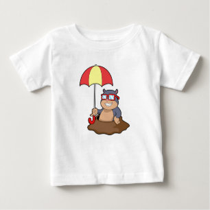 T-shirt Pour Bébé Mole à la pluie avec parapluie