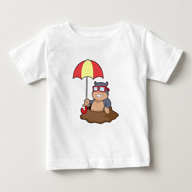 T-shirt Pour Bébé Mole à la pluie avec parapluie (Devant)