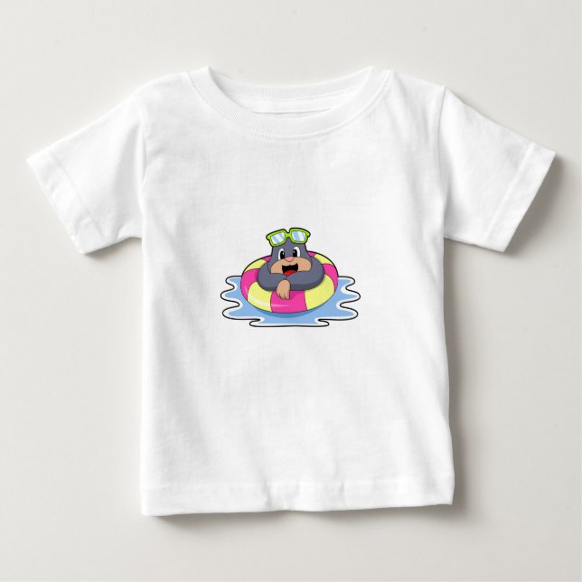 T-shirt Pour Bébé Mole à nager avec anneau de nage.PNG (Devant)
