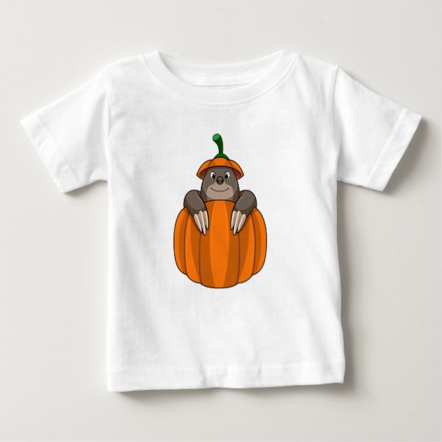 T-shirt Pour Bébé Mole avec Citrouille (Devant)