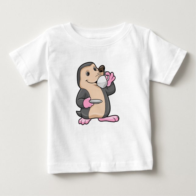 T-shirt Pour Bébé Mole avec coupe de café et soucoupe (Devant)