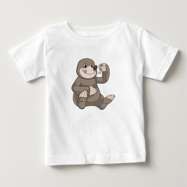 T-shirt Pour Bébé Mole avec ver de terre (Devant)