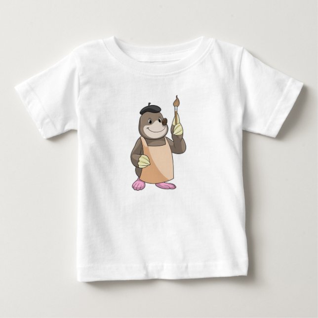 T-shirt Pour Bébé Mole comme Peintre avec pinceau (Devant)