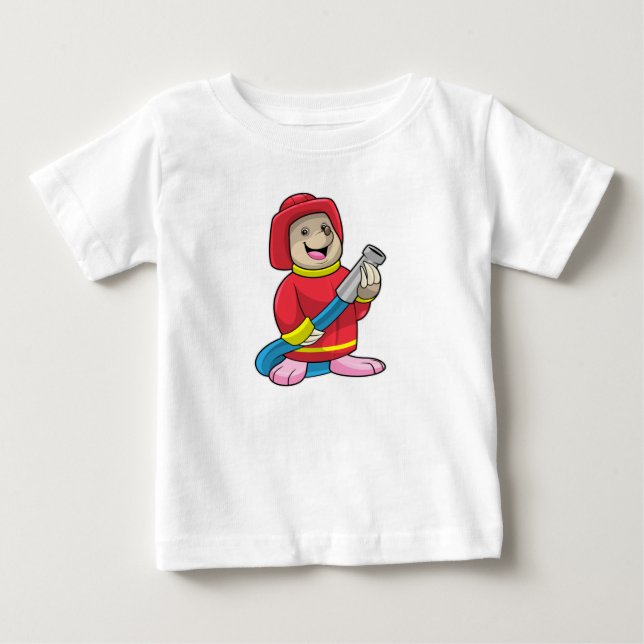 T-shirt Pour Bébé Mole comme pompier avec tuyau (Devant)