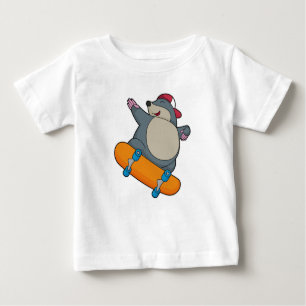 T-shirt Pour Bébé Mole en skate avec skateboard