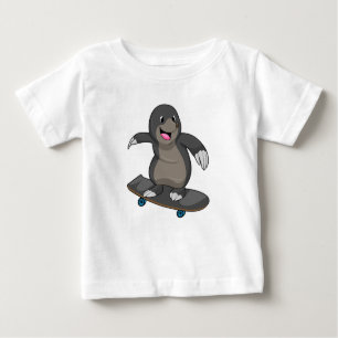 T-shirt Pour Bébé Mole en skate avec skateboard