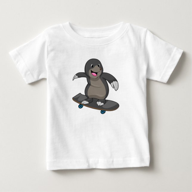 T-shirt Pour Bébé Mole en skate avec skateboard (Devant)