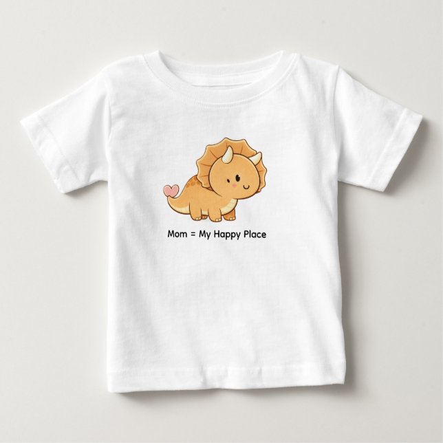 T-shirt Pour Bébé Mom = My Happy Place – Cute Baby Triceratops Illus (Devant)
