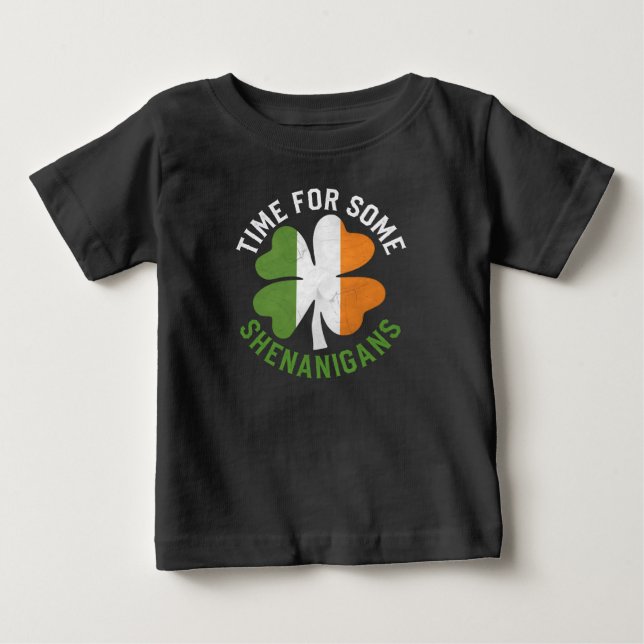 T-shirt Pour Bébé Moment pour quelques espiègleries Trèfle Saint-Pat (Devant)