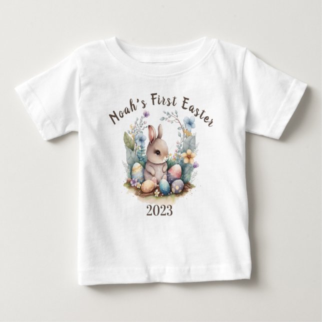 T-shirt Pour Bébé Mon 1er cadeau de lapin de Pâques Personilzesd Rab (Devant)