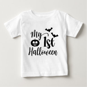 T-shirt Pour Bébé Mon 1er Citrouille d'Halloween et chauves-souris