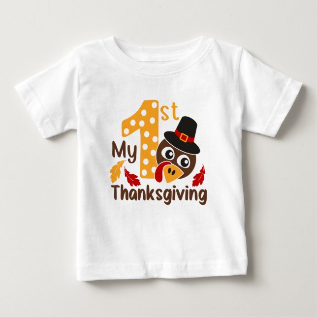 T-shirt Pour Bébé Mon 1er garçon Turquie Thanksgiving (Devant)