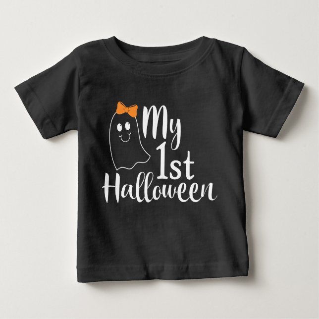 T-shirt Pour Bébé Mon 1er Halloween mignon Baby Girl Ghost (Devant)