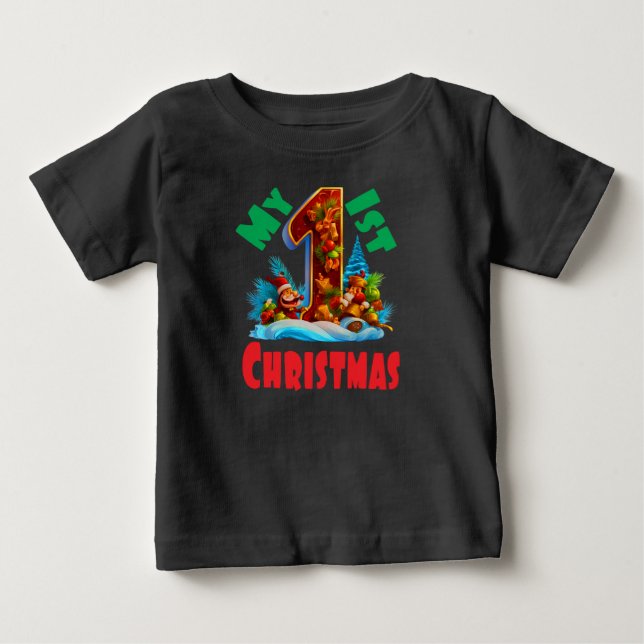 T-shirt Pour Bébé Mon 1er Noël 1 an (Devant)