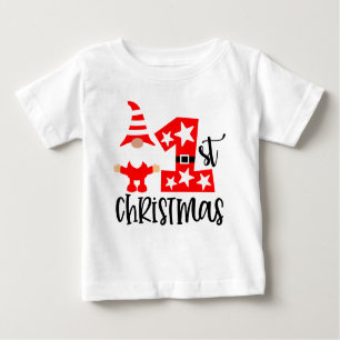 T-shirt Pour Bébé Mon 1er Noël mignon Gnome Père Noël Modern