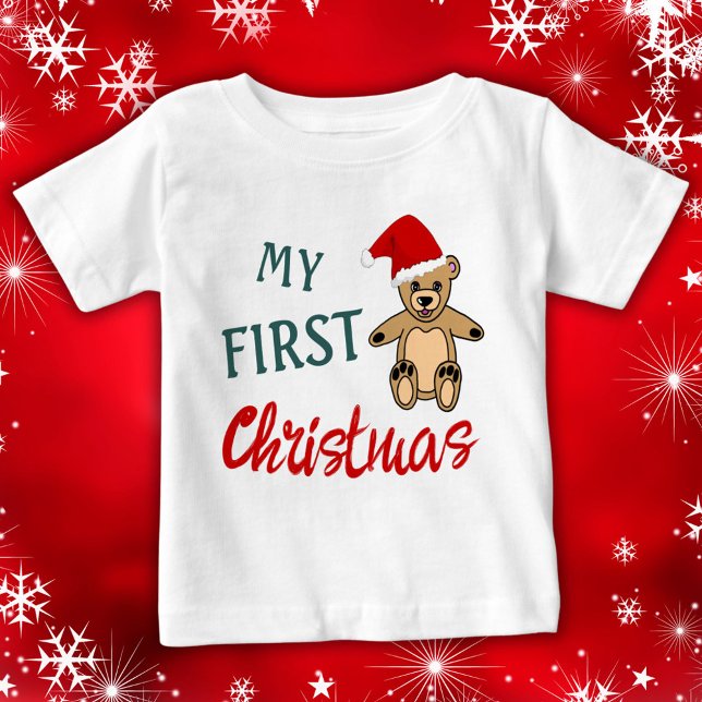 T-shirt Pour Bébé Mon 1er ours en peluche Noël chapeau de Père Noël (Créateur téléchargé)