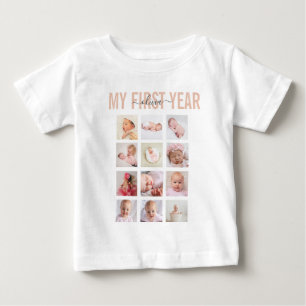 T-shirt Pour Bébé Mon Bébé La Première Année Nom 12 Collage Photo