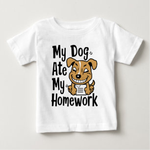T-shirt Pour Bébé Mon chien a mangé mes devoirs