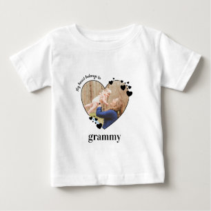T-shirt Pour Bébé Mon Coeur Appartient À Grammy Personnaliser Photo 