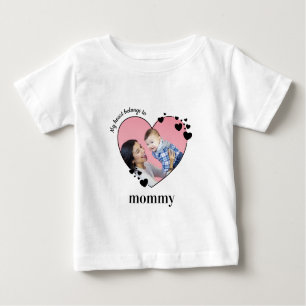 T-shirt Pour Bébé Mon Coeur Appartient À Maman Photo Personnalisée D