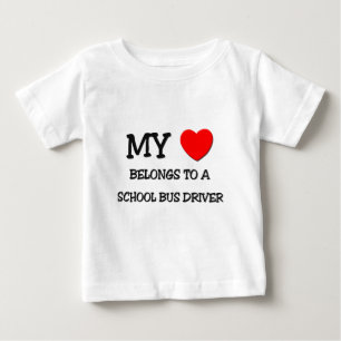 T-shirt Pour Bébé Mon coeur appartient à un CHAUFFEUR d'AUTOBUS