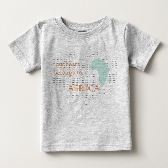 T-shirt Pour Bébé Mon coeur est en AFRIQUE (Devant)