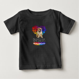 T-shirt Pour Bébé Mon Coeur Est Tenu Par Les Pattes D'Un Bulldog